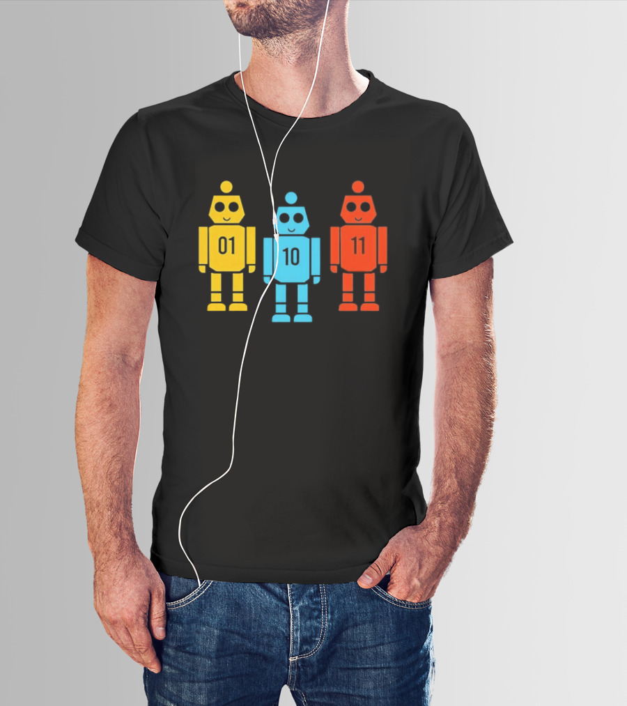 Robot 01 10 11 Trio Colorful Robot T-Shirt