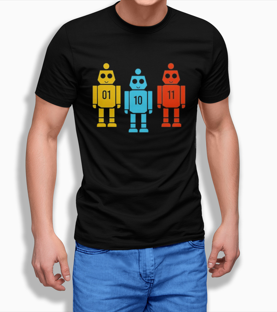 Robot 01 10 11 Trio Colorful Robot T-Shirt