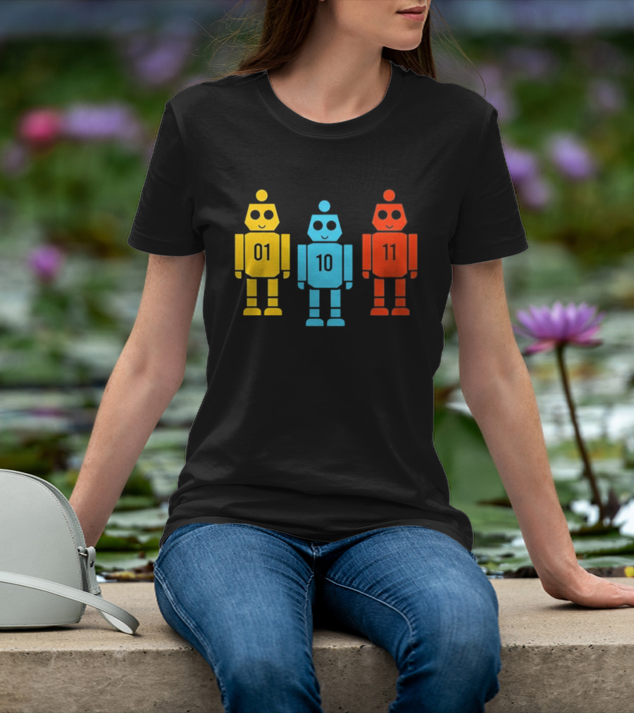 Robot 01 10 11 Trio Colorful Robot T-Shirt