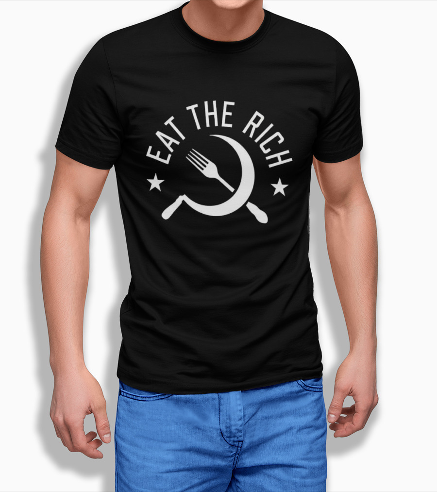 Eat The Rich Grunge Punk Fork And Crescent T-Shirt