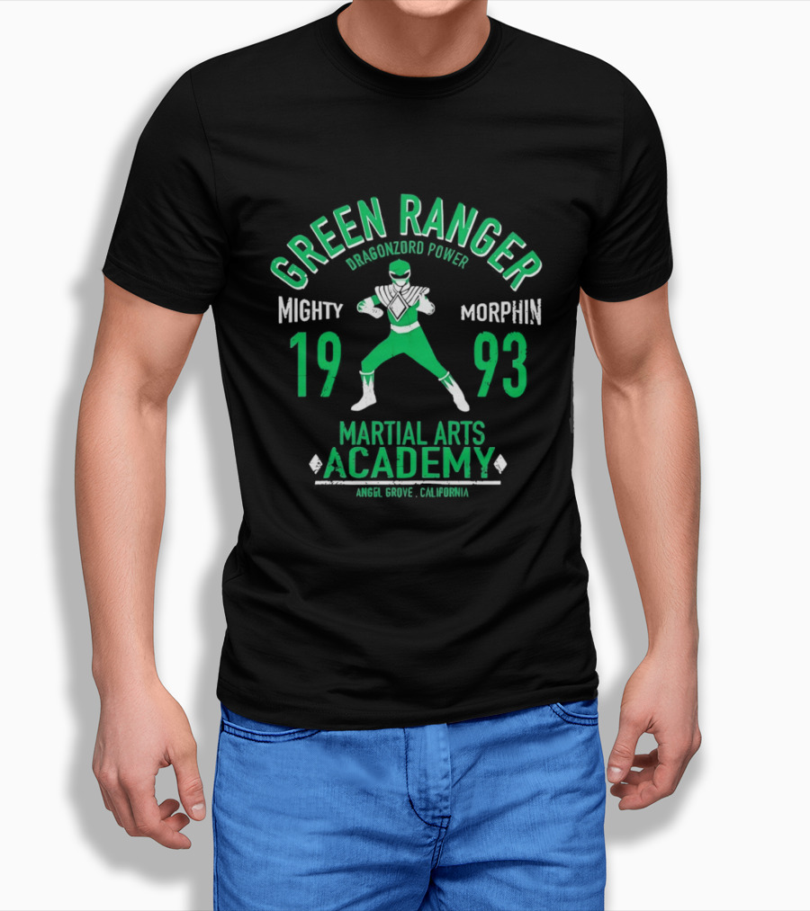 Green Ranger Dragonzord Power Mighty Morphin 1993 Martial Arts Academy Angel Grove California T-Shirt