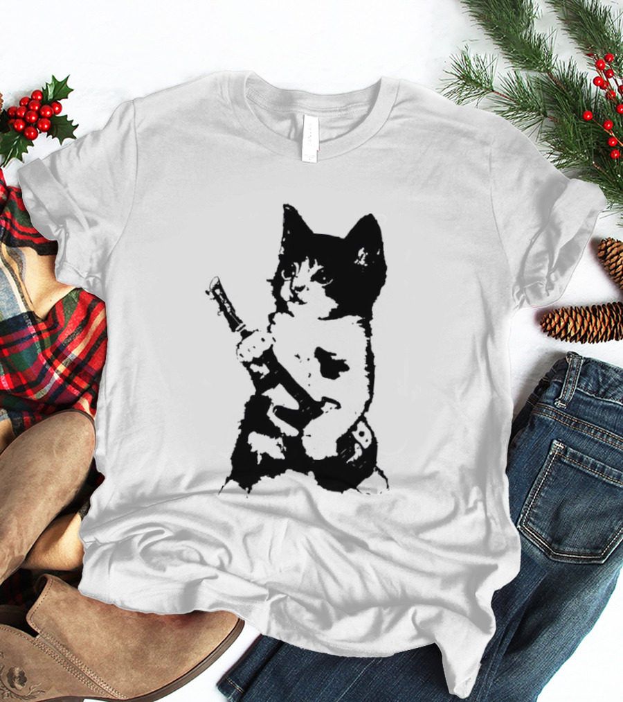 Rockstar Kitten Cat Playing Guitar Feline Musician T-Shirt
