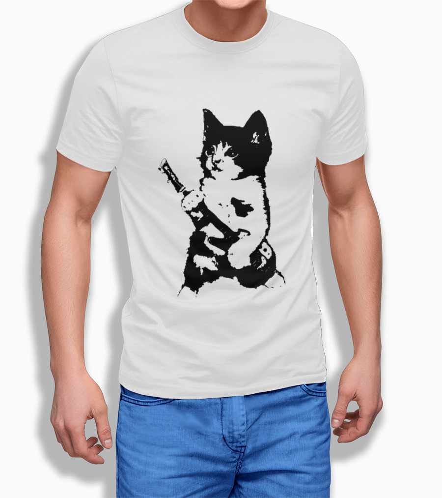 Rockstar Kitten Cat Playing Guitar Feline Musician T-Shirt