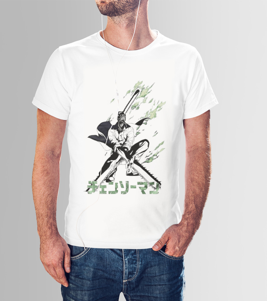 Chainsaw Man Katana Duel Anime Flames Japanese T-Shirt