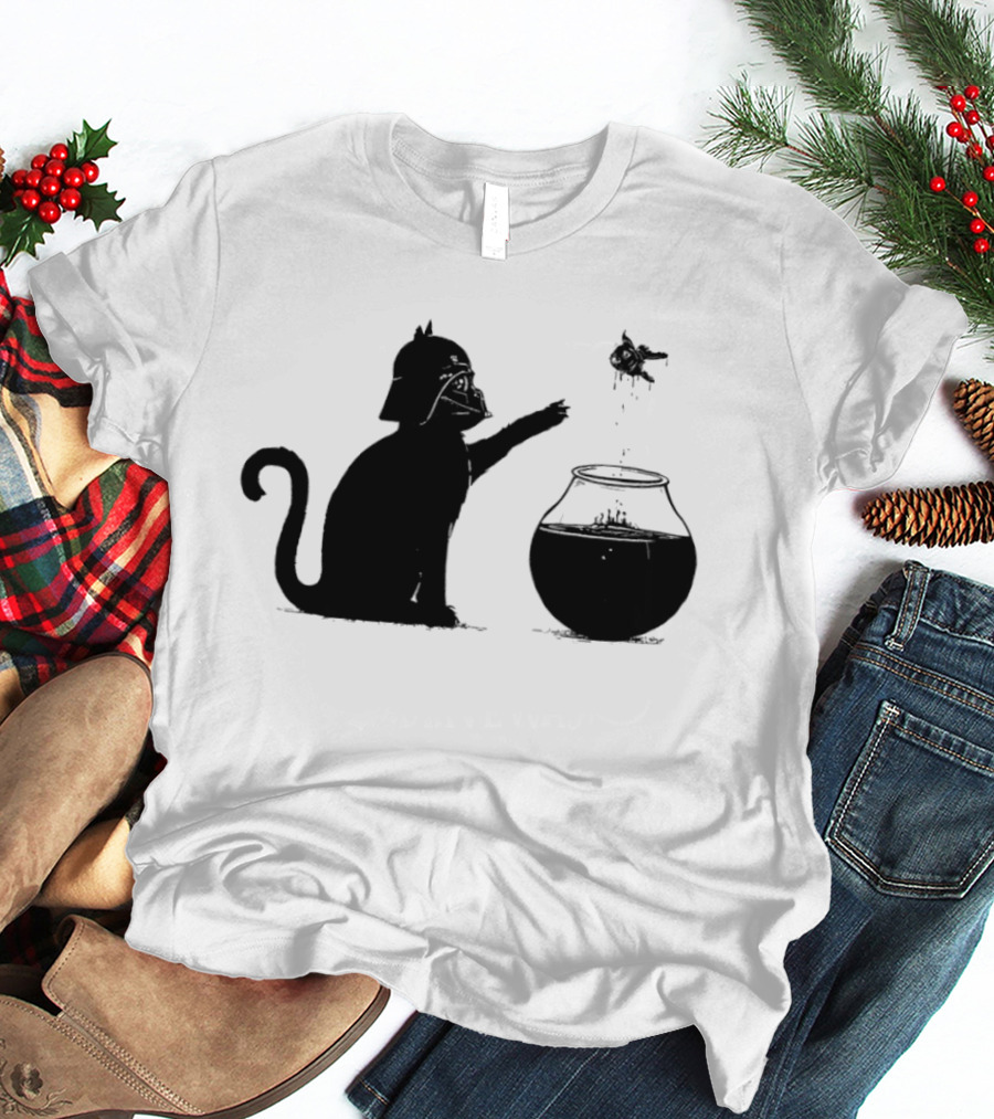 Darth Cat Uses Force On Fish Bowl Star Wars T-Shirt