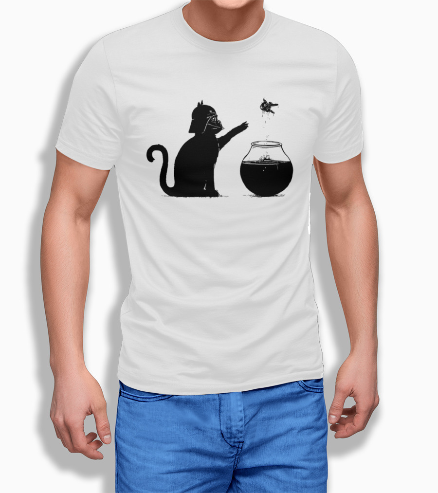 Darth Cat Uses Force On Fish Bowl Star Wars T-Shirt