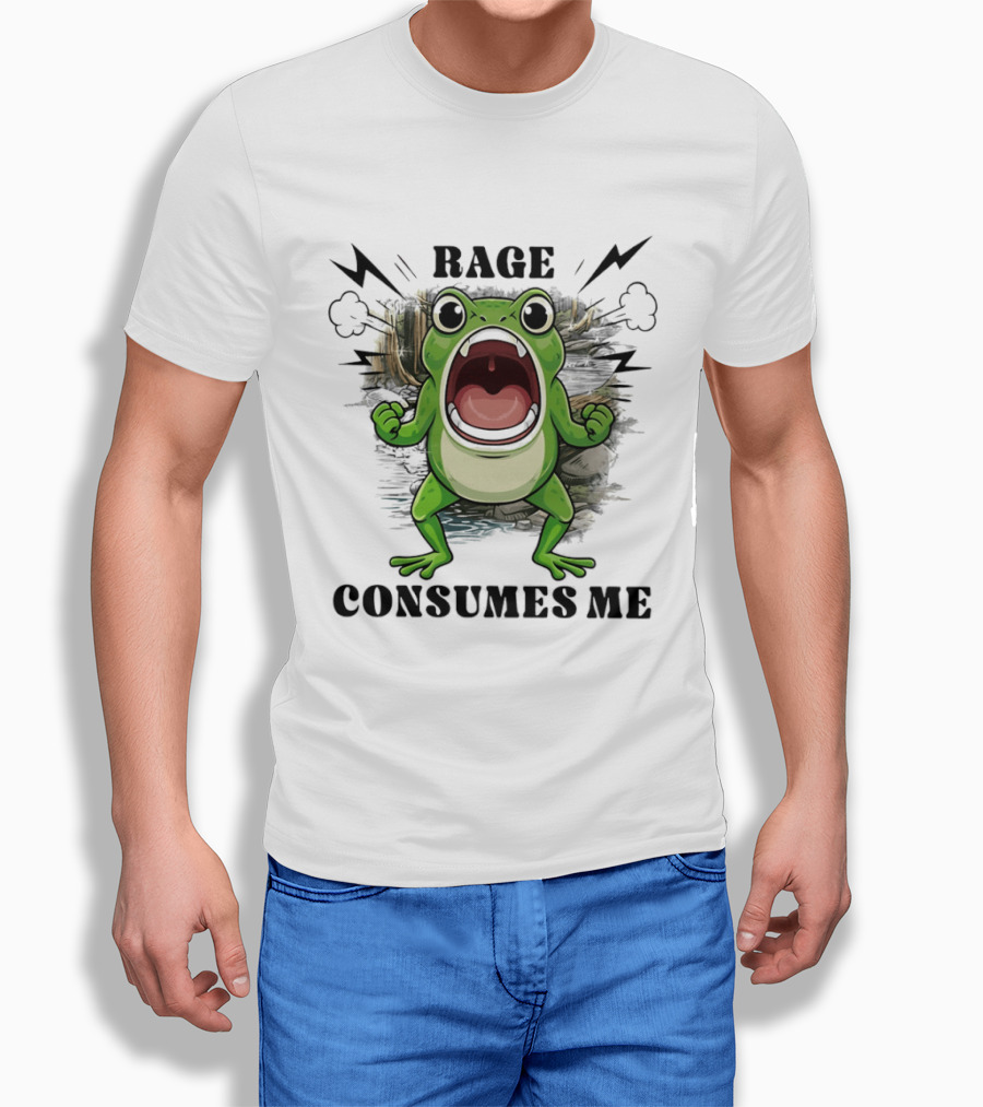Rage Consumes Me Grumpy Frog Scream Meme T-Shirt