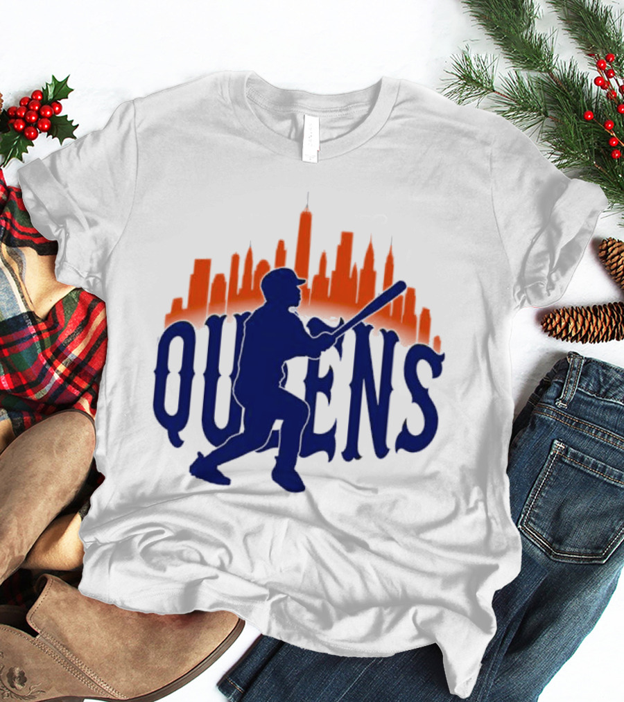 New York Mets Queens Baseball Skyline MLB T-Shirt