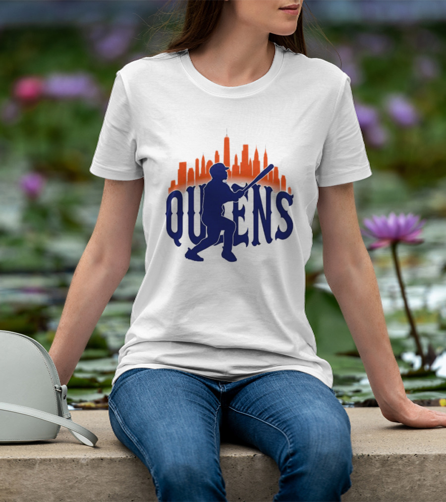 New York Mets Queens Baseball Skyline MLB T-Shirt