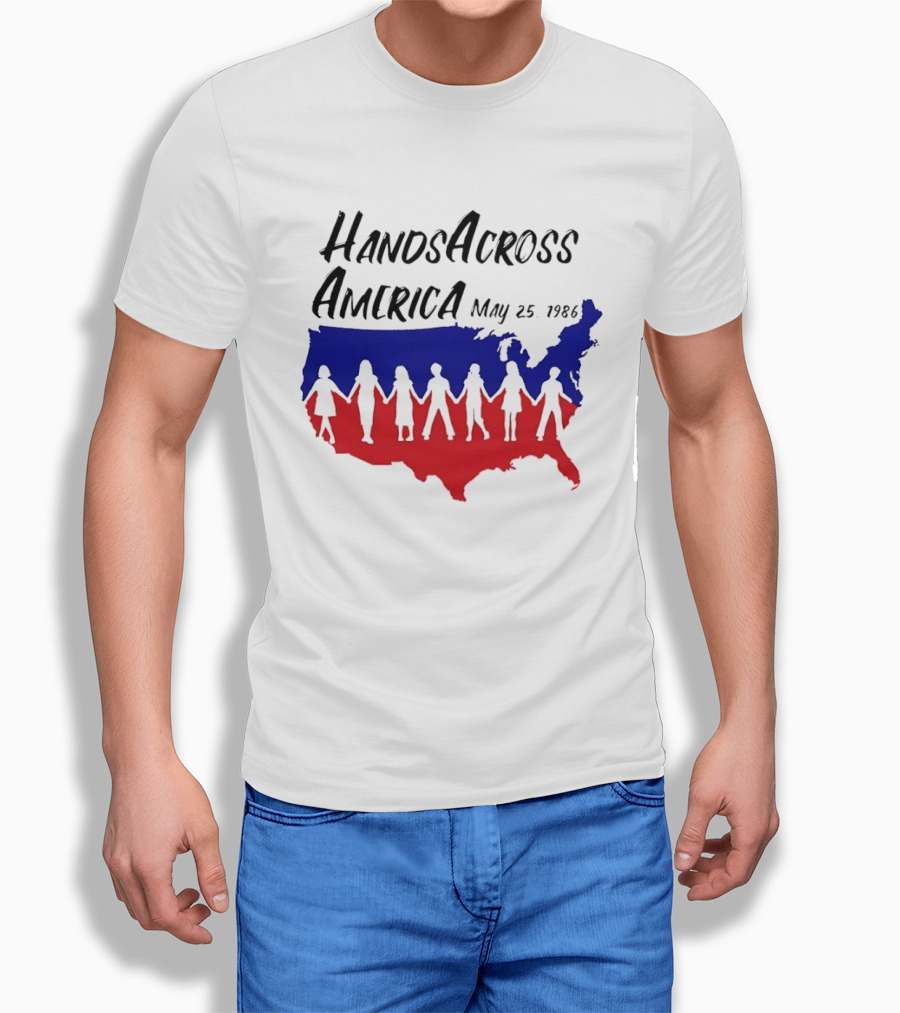 Hands Across America May 25 1986 USA Map T-Shirt