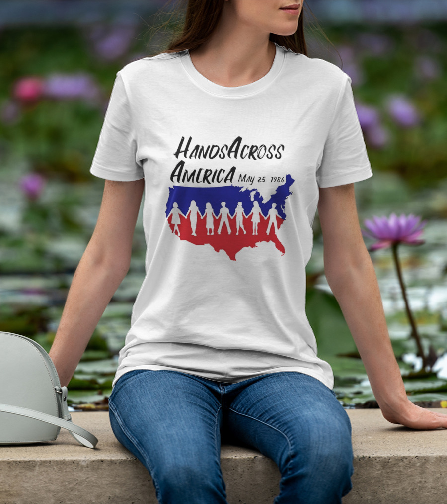 Hands Across America May 25 1986 USA Map T-Shirt