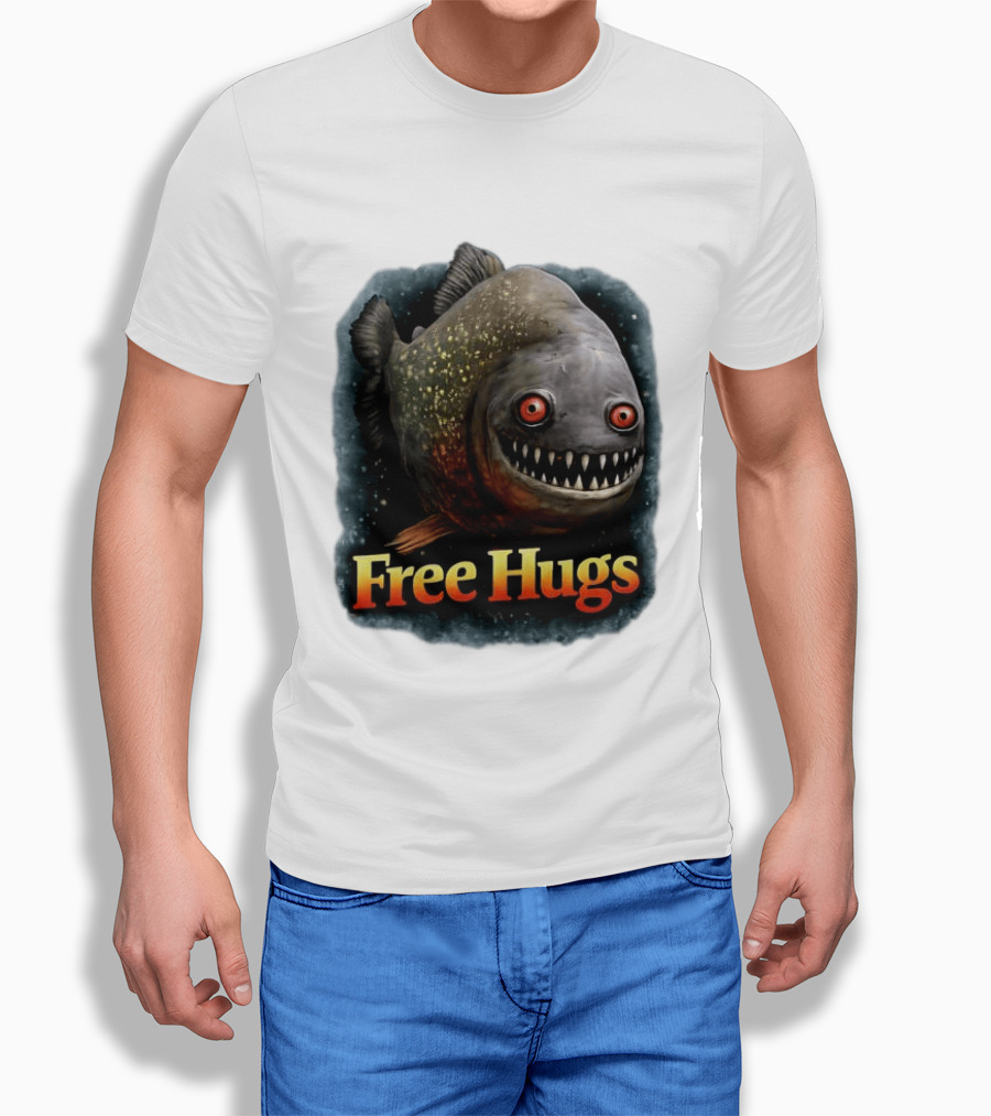 Piranha Free Hugs Creepy Fish Joke T-Shirt