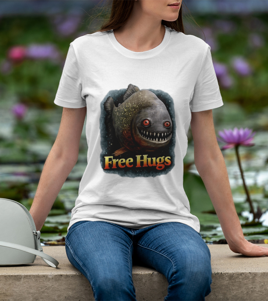 Piranha Free Hugs Creepy Fish Joke T-Shirt