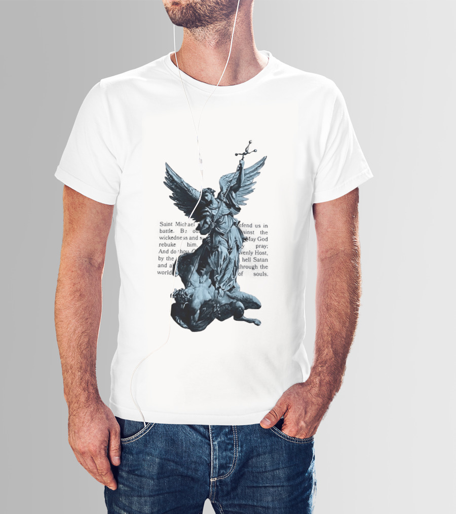 Saint Michael Overcoming Satan With Sword And Wings T-Shirt