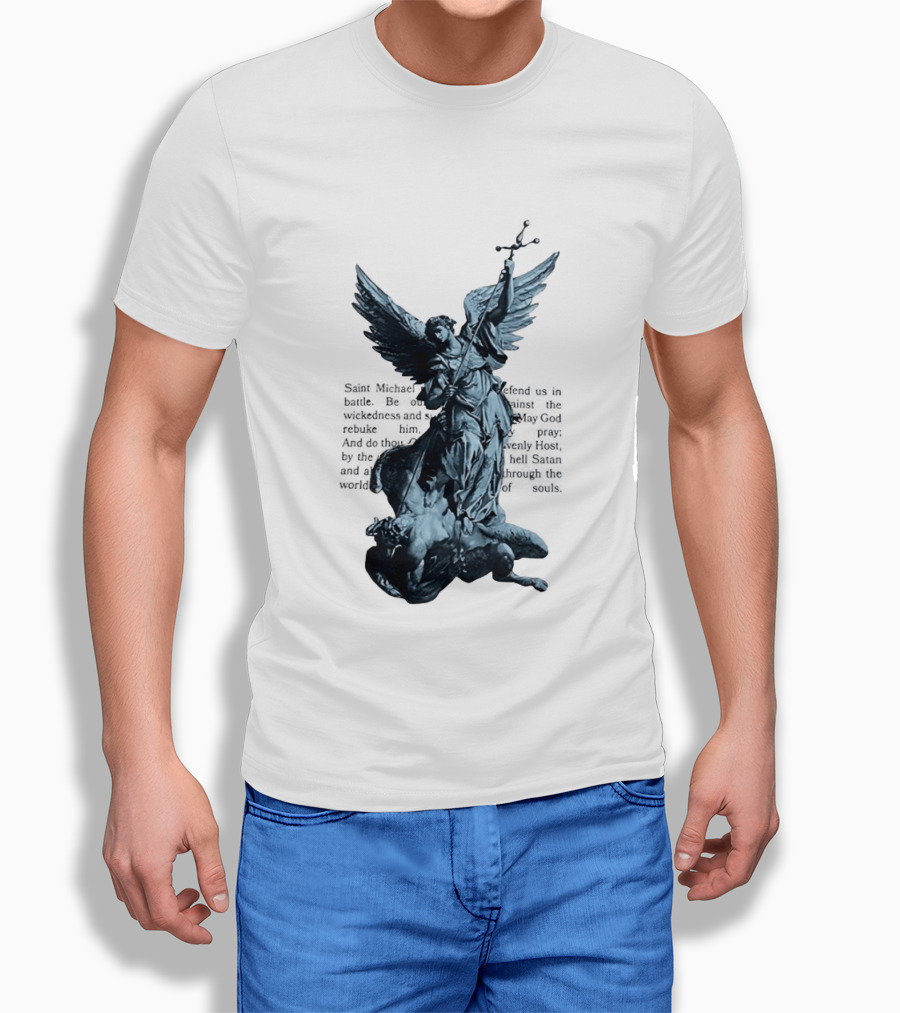 Saint Michael Overcoming Satan With Sword And Wings T-Shirt