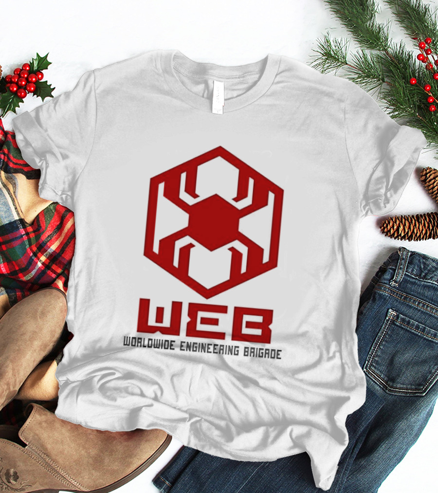 WEB Worldwide Engineering Brigade Red Spider Hexagon T-Shirt