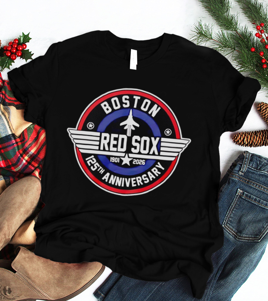 Boston Red Sox 125th Anniversary 1901 2026 Fighter Jet T-Shirt