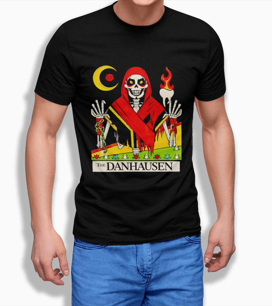 Skeleton In Red Outfit With Cursed WWE Tooth Danhausen T-Shirt