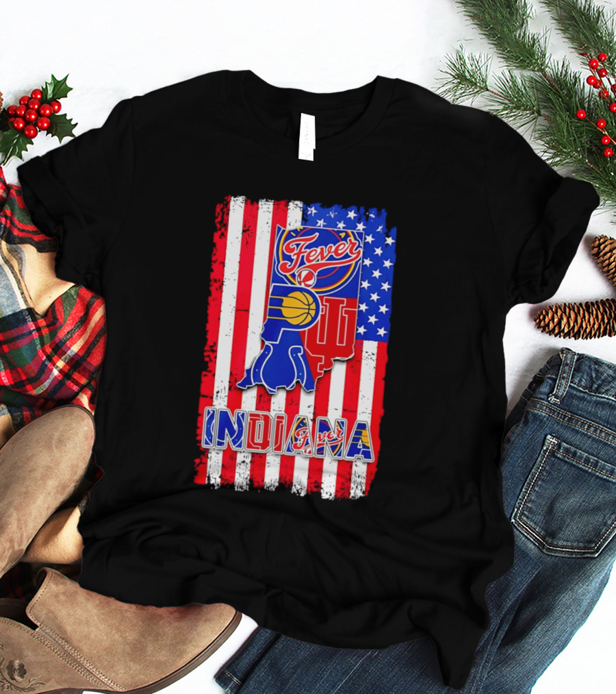 Indiana Fever Pacers Hoosiers American Flag T-Shirt