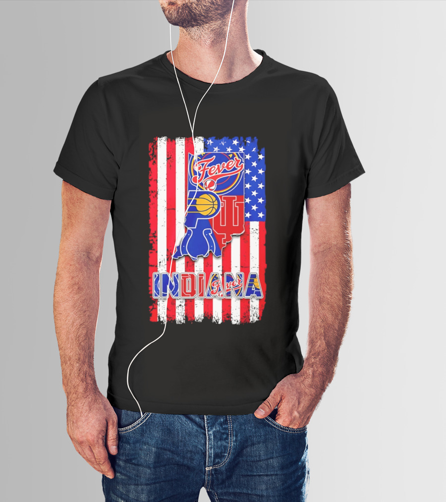 Indiana Fever Pacers Hoosiers American Flag T-Shirt
