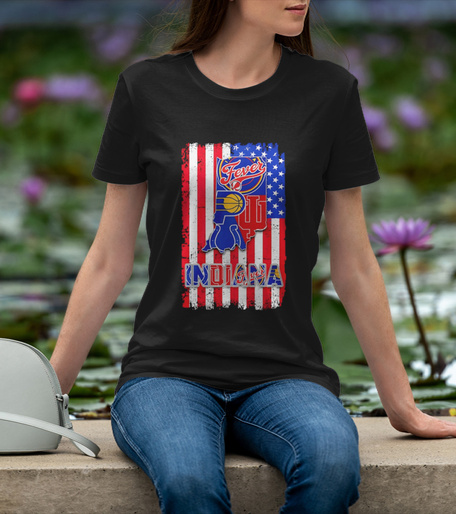 Indiana Fever Pacers Hoosiers American Flag T-Shirt
