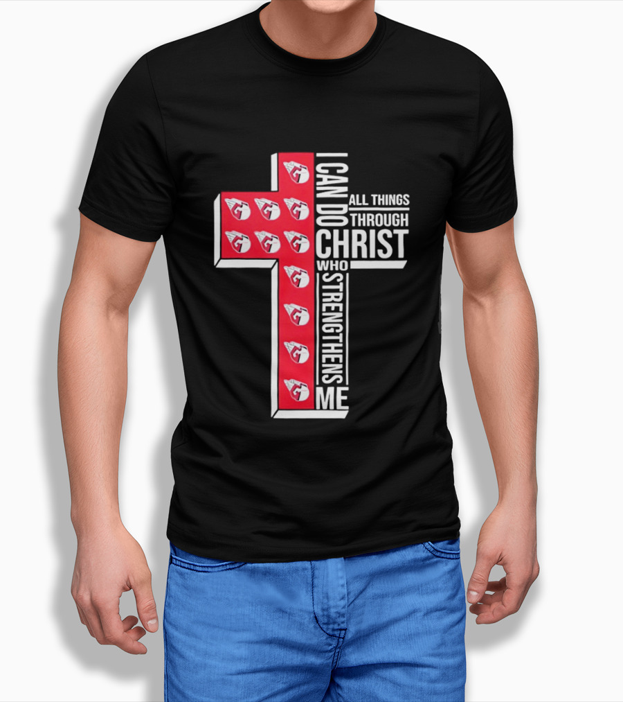 Cleveland Guardians I Can Do All Things Through Christ Cross T-Shirt