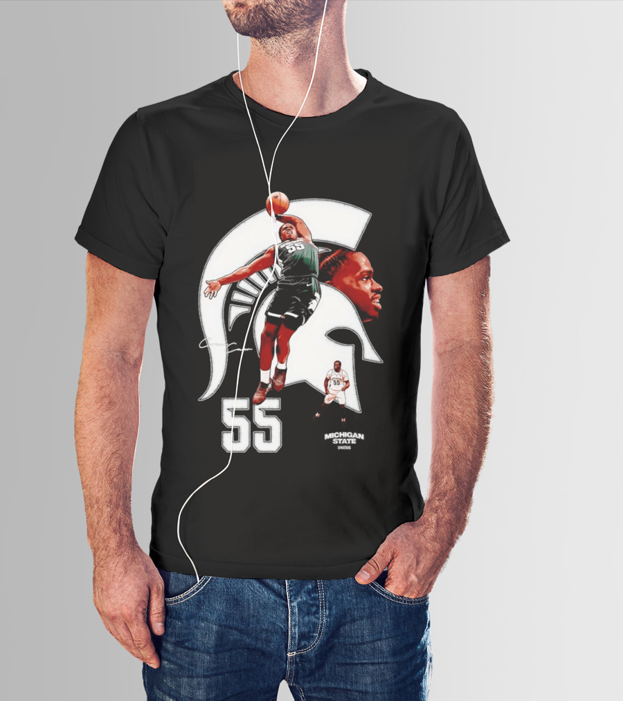 Coen Carr 55 Dunking Michigan State Spartan Basketball Player T-Shirt