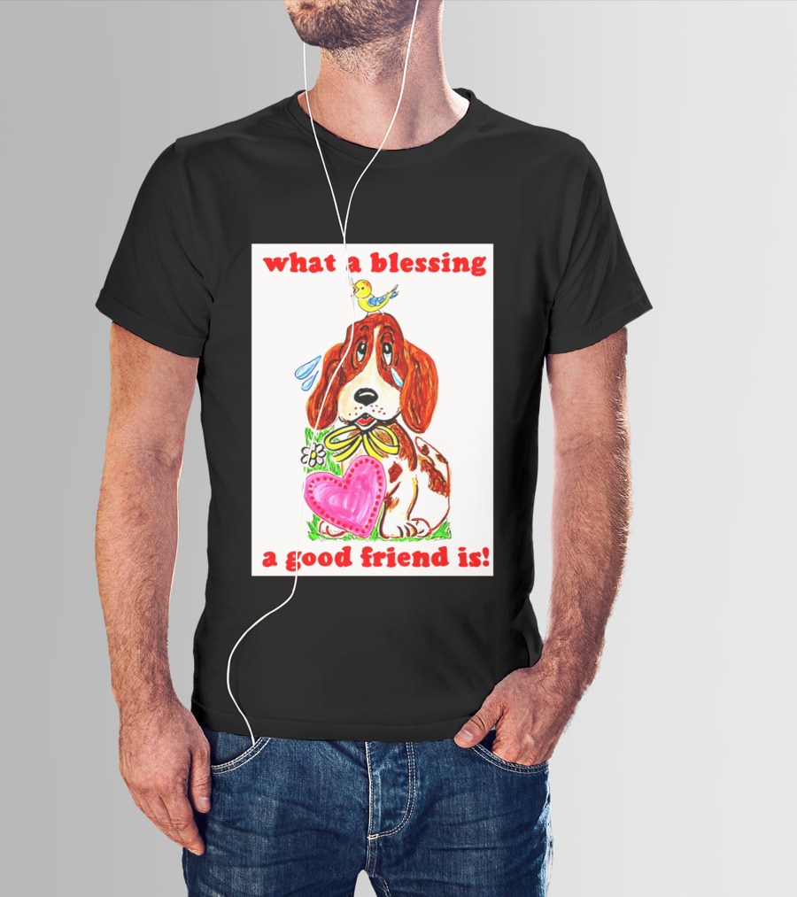 What A Blessing A Good Friend Is Dog And Bird Cartoon T-Shirt