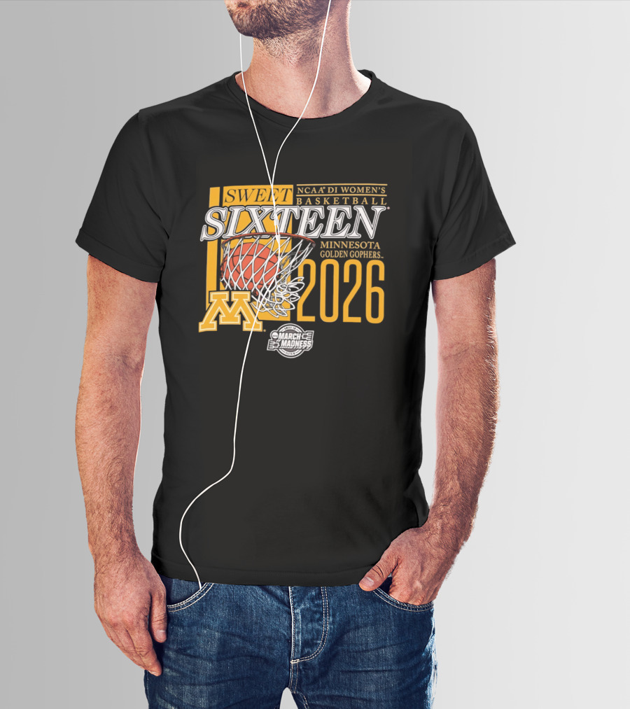 NCAA D1 Women's Basketball Sweet Sixteen 2026 Minnesota Golden Gophers March Madness T-Shirt