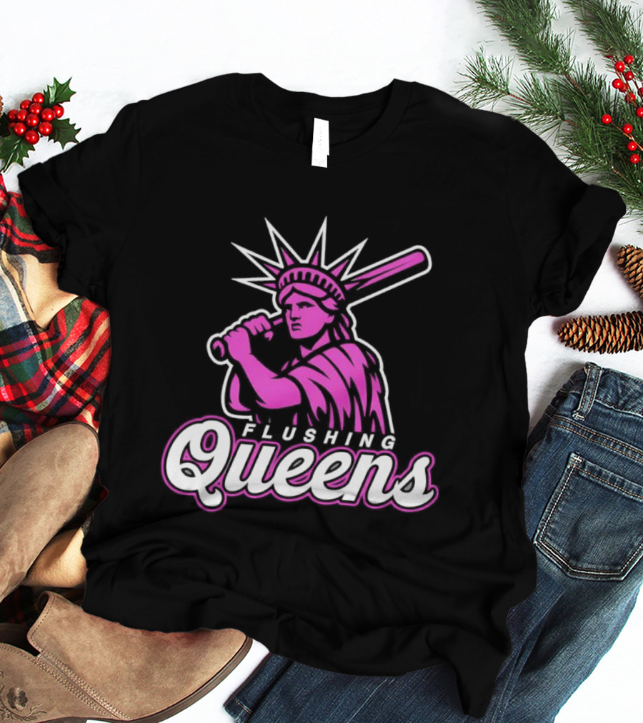 Flushing Queens Statue Of Liberty Baseball Bat Icon Mets T-Shirt