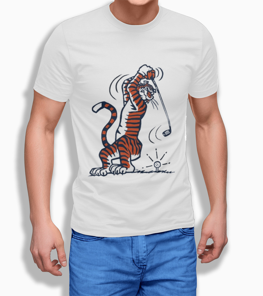 Auburn Tiger Swinging Golf Club Men's T-Shirt