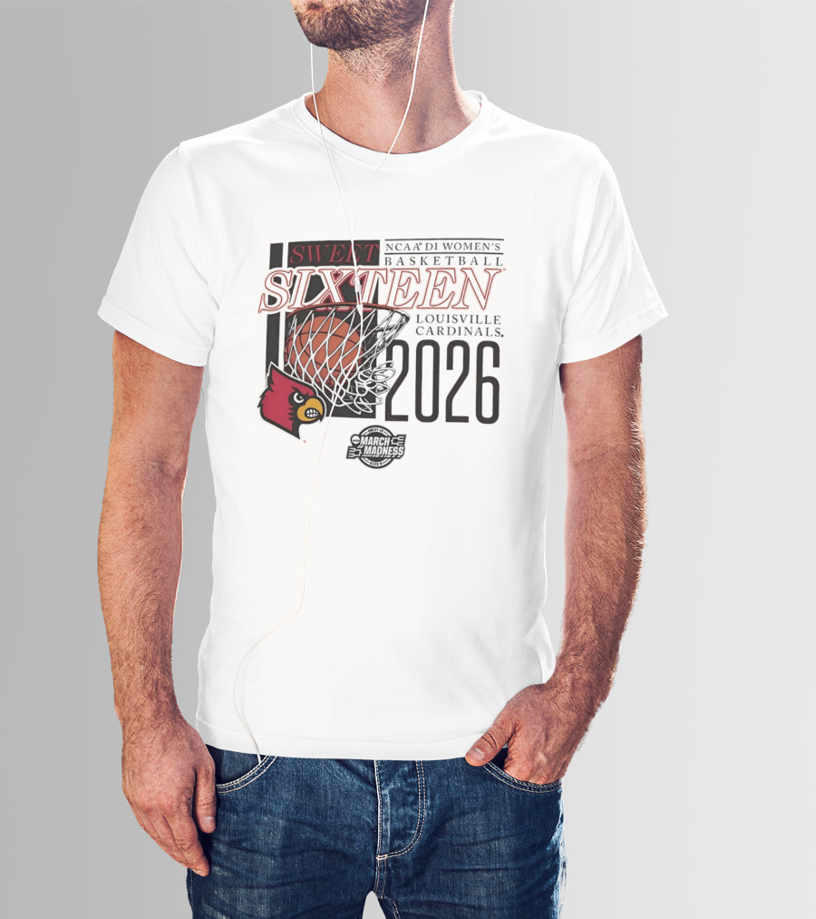 Sweet Sixteen 2026 NCAA DI Women's Basketball Louisville Cardinals College Bounders T-Shirt