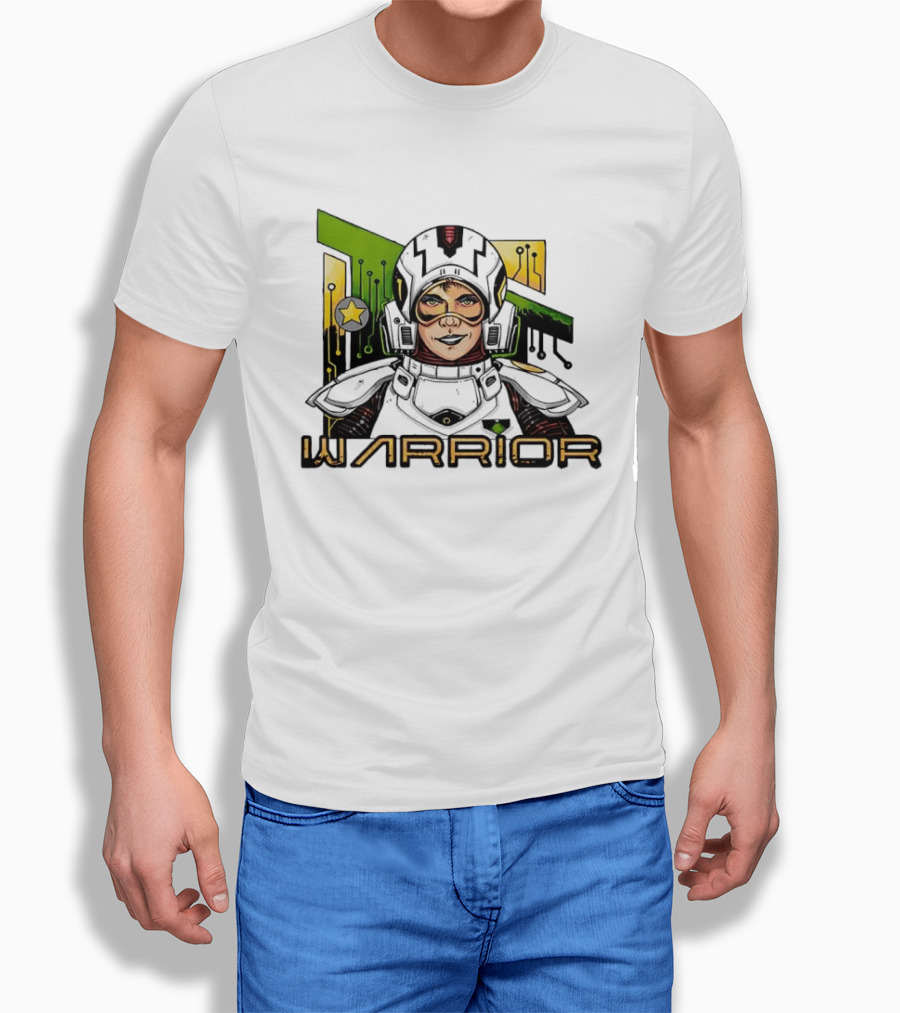 Riza Warrior Sci Fi Cybernetic Soldier With Helmet T-Shirt
