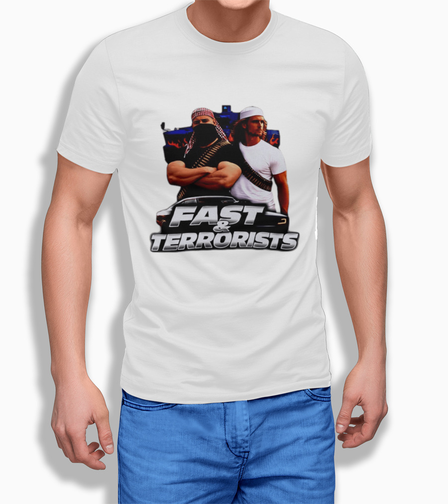 Fast & Terrorists Movie Parody With Muscle Cars And Bandolier T-Shirt
