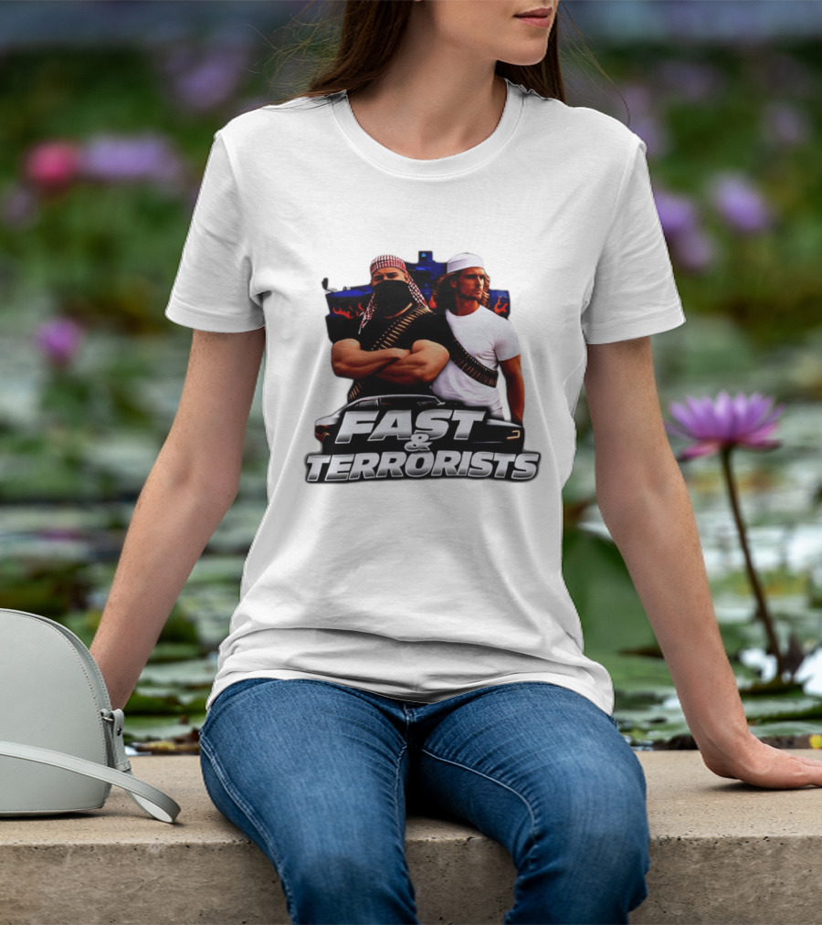 Fast & Terrorists Movie Parody With Muscle Cars And Bandolier T-Shirt
