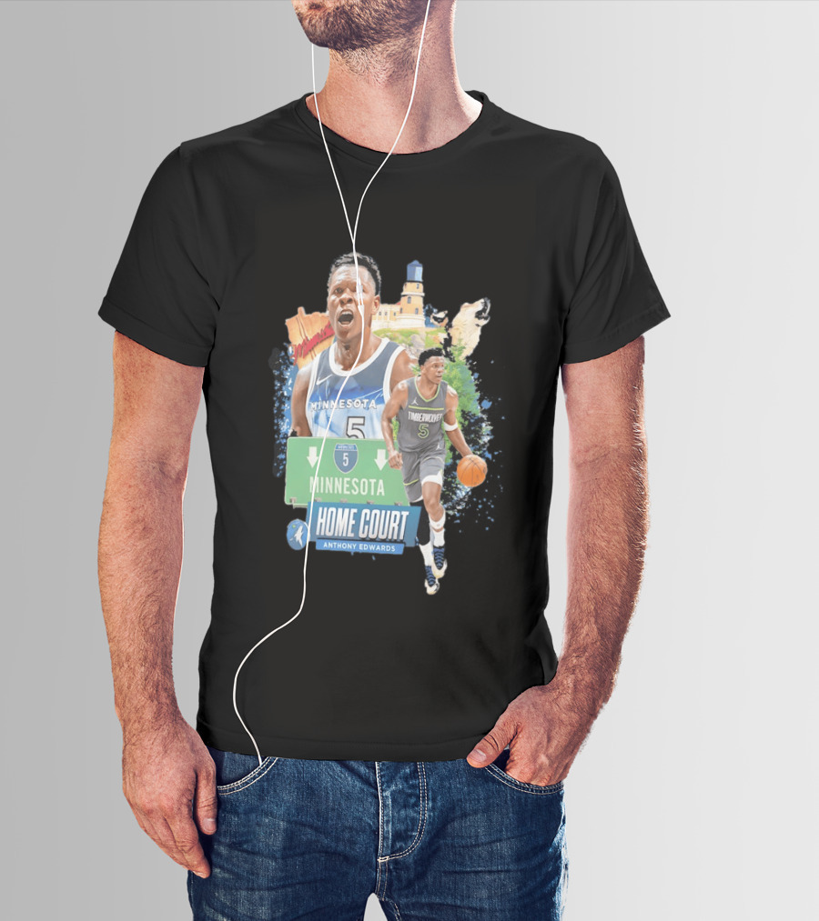 Anthony Edwards Minnesota Timberwolves Home Court Basketball Minneapolis T-Shirt