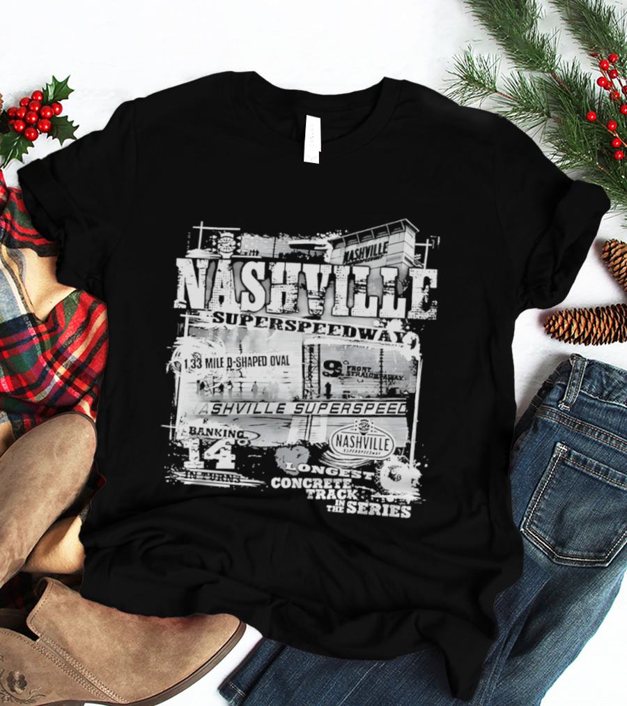 Nashville Superspeedway D Shaped Oval Longest Concrete Track In The Series Racing T-Shirt