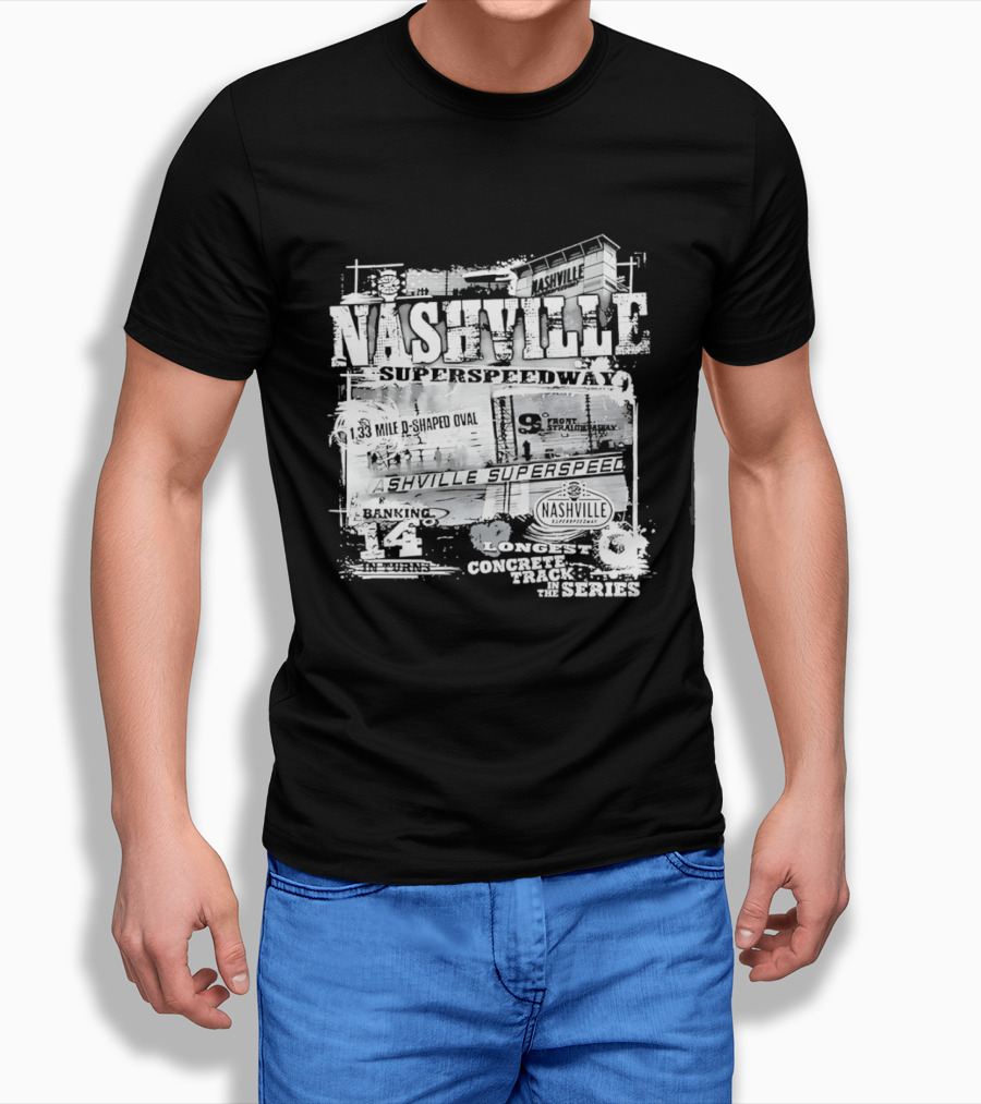 Nashville Superspeedway D Shaped Oval Longest Concrete Track In The Series Racing T-Shirt