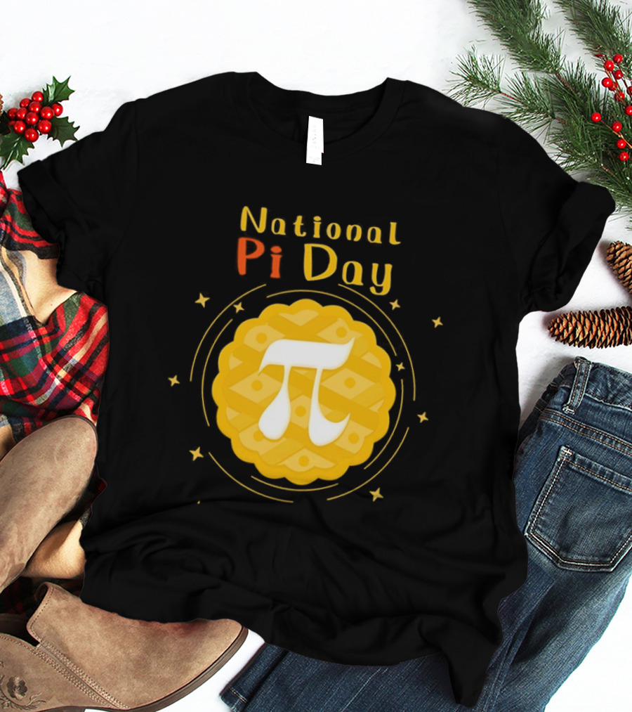 National Pi Day Pie Icon With Stars And Math T-Shirt