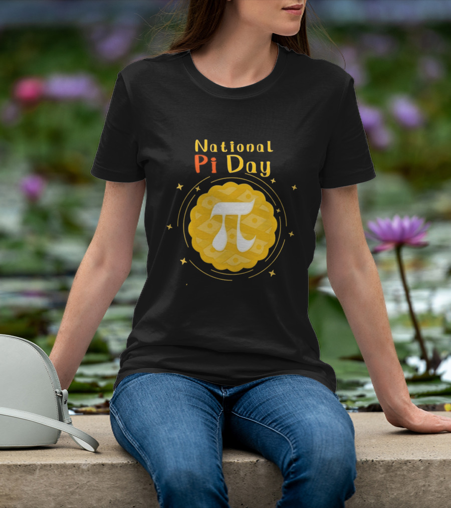 National Pi Day Pie Icon With Stars And Math T-Shirt