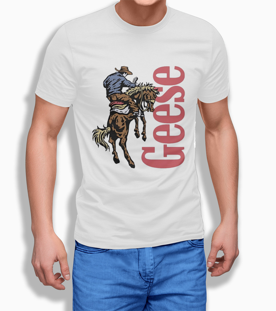 Geese Cowboy Riding Cartoon Adventure T-Shirt