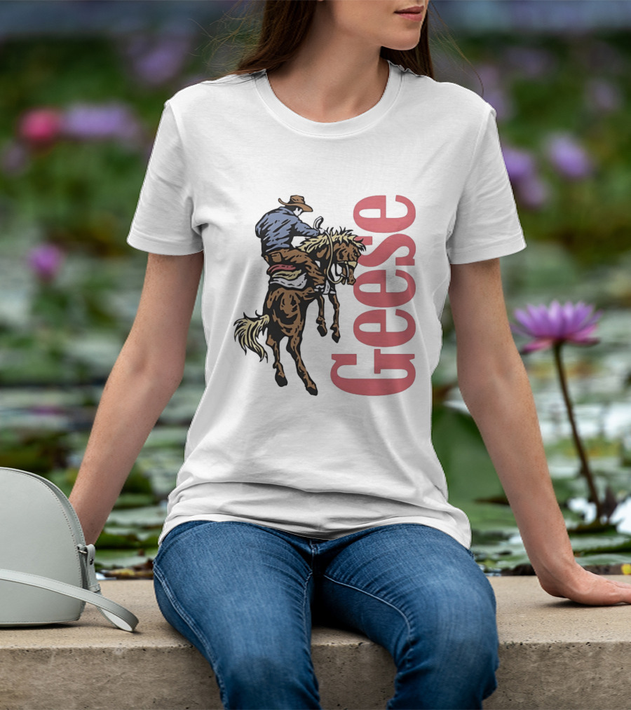 Geese Cowboy Riding Cartoon Adventure T-Shirt