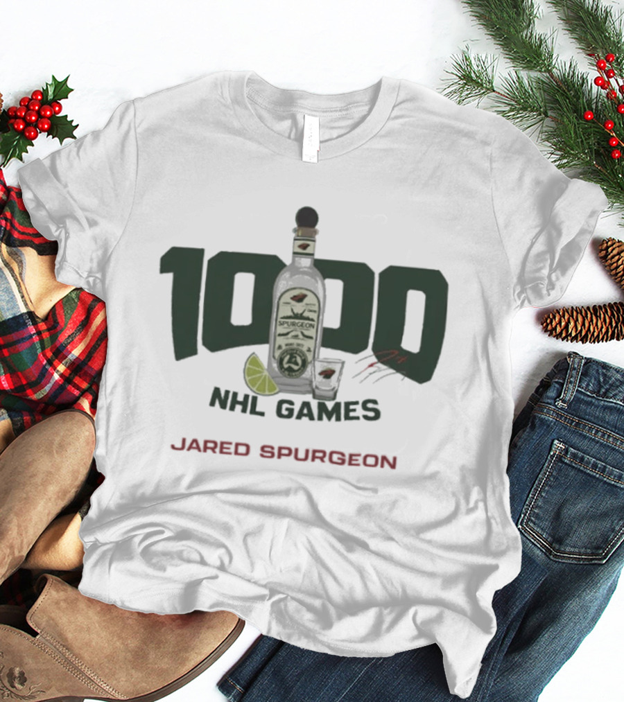 Jared Spurgeon 1000 NHL Games Celebration With Lime And Shot Glass T-Shirt
