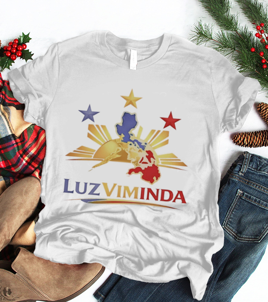 Luzviminda Philippines Map Filipino Pride Luzon Visayas Mindanao Sun Stars T-Shirt
