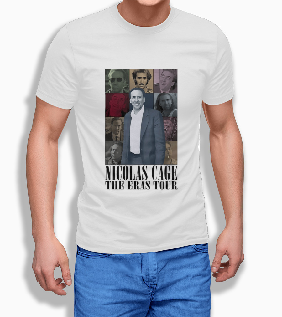 Nicolas Cage The Eras Tour Multicolor Collage T-Shirt