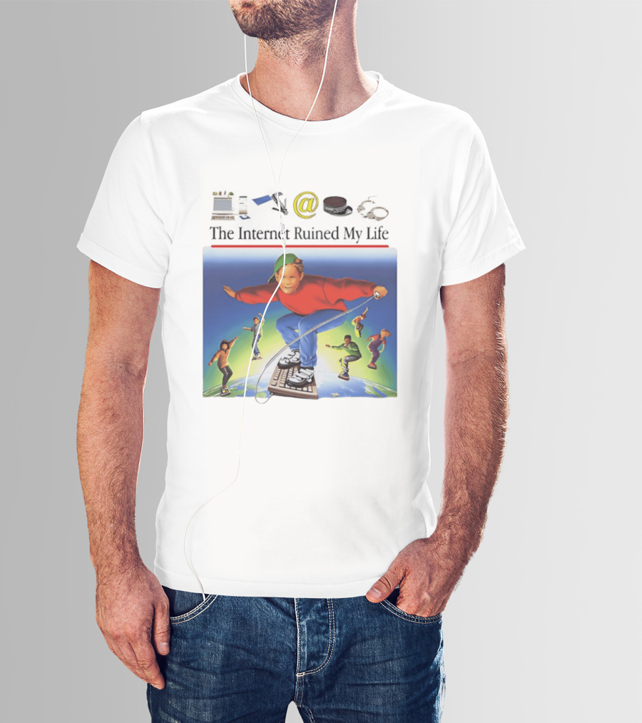The Internet Ruined My Life 90s Kids On Keyboard Skateboard Adventure T-Shirt