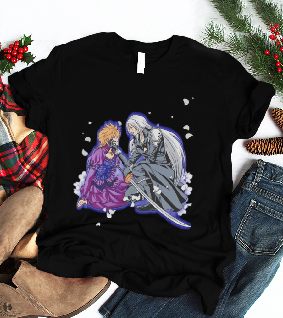 Aerith And Sephiroth Enemy Love Final Fantasy Iconic Characters In Romantic Conflict T-Shirt