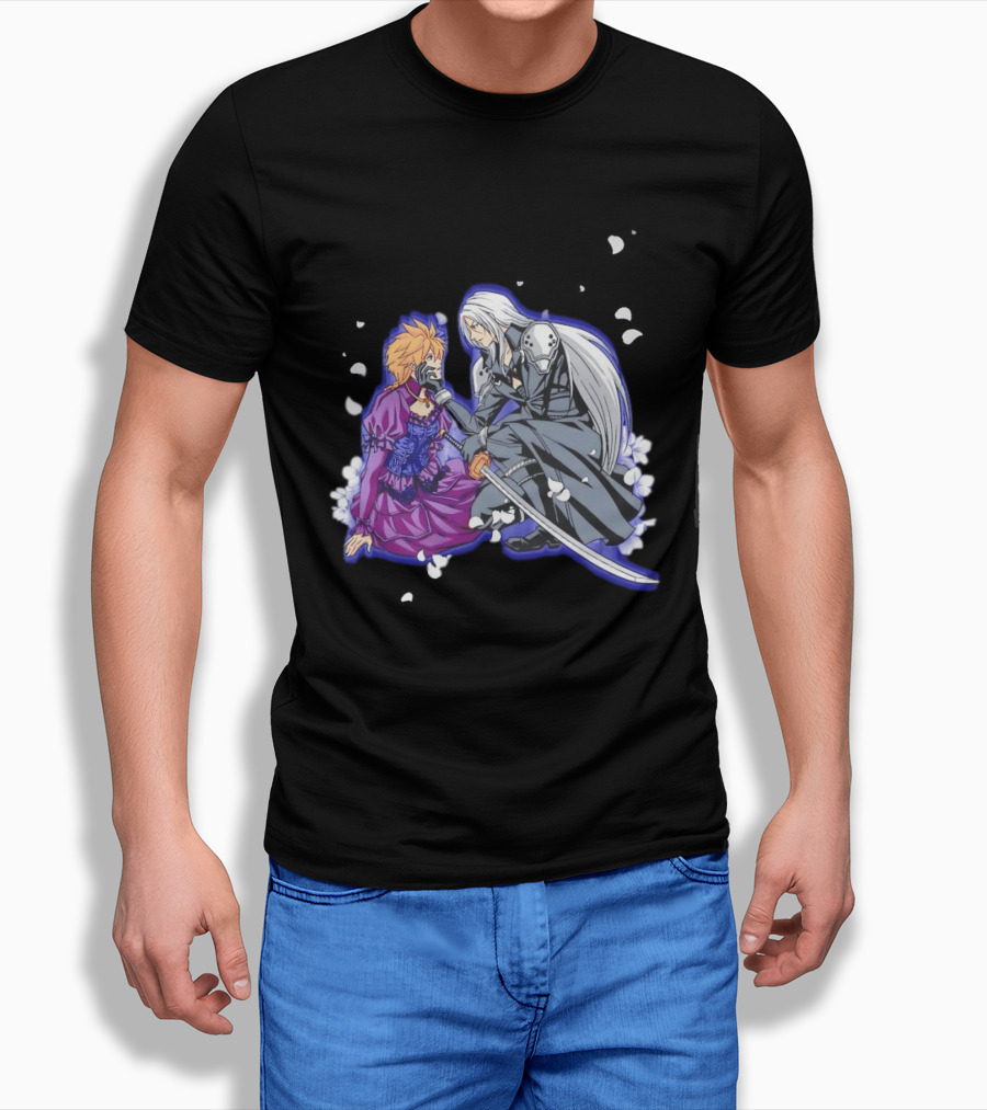 Aerith And Sephiroth Enemy Love Final Fantasy Iconic Characters In Romantic Conflict T-Shirt
