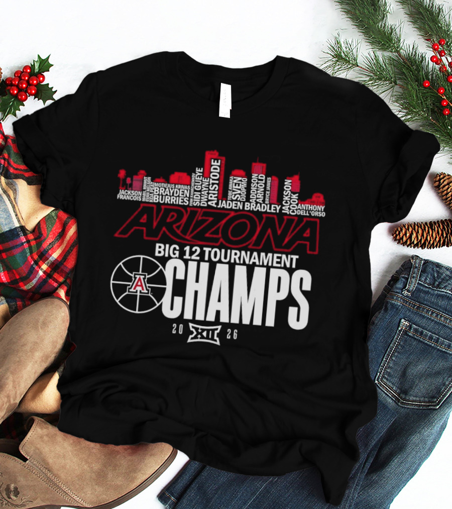 Arizona Wildcats Skyline City Big 12 Tournament Champs 2026 Basketball A T-Shirt
