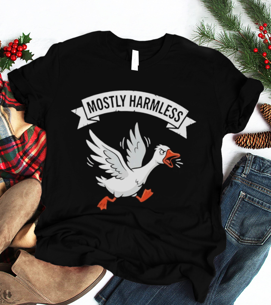 Goose Running And Screaming Mostly Harmless Funny Meme T-Shirt
